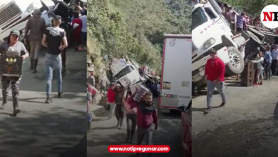 Photo of Saquearon tractomula que se volcó con una carga de cerveza